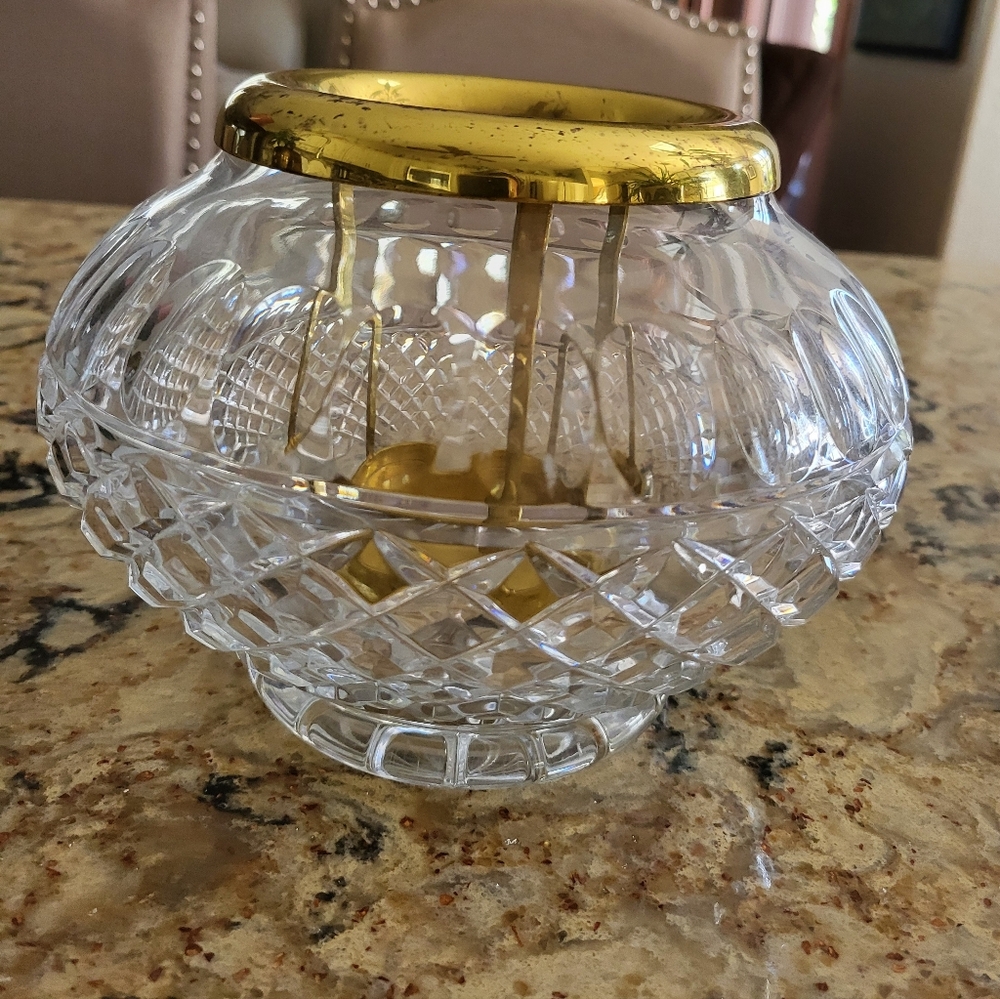 2 piece cut glass crystal candle holder